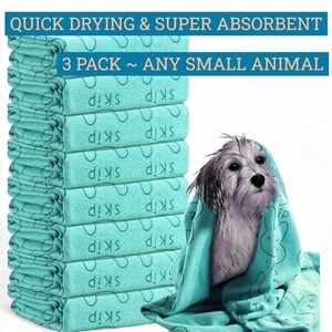 Quick Drying Super Absorbent Microfiber Pet Drying Towels SMALL Grooming 3pk NEW